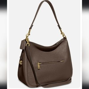 NWT $395 Coach Pebbled Leather Cary Convertible Crossbody Bag Dark Stone